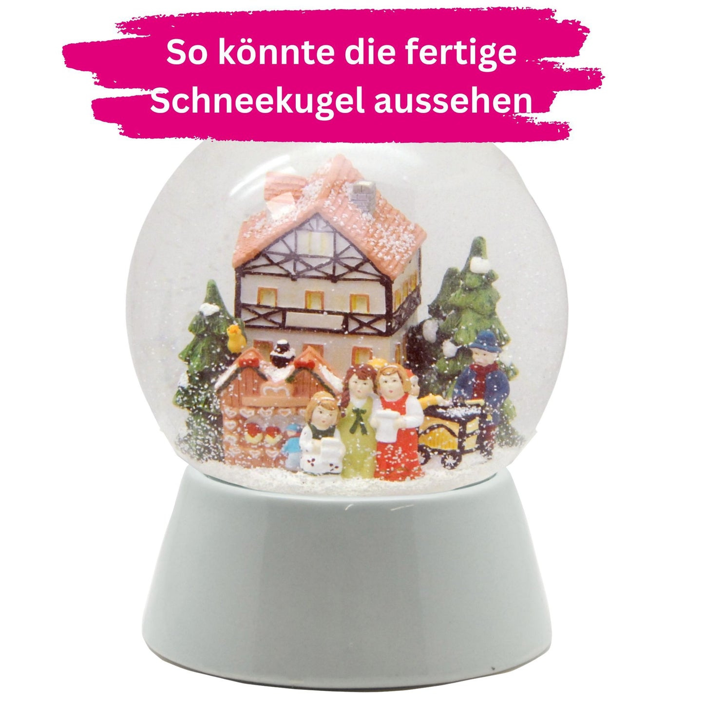 DIY-Komplett-Bastelset für Glas-Schneekugel 150x200mm mit Schnee, Glitzer, Wasserklar & Kleber