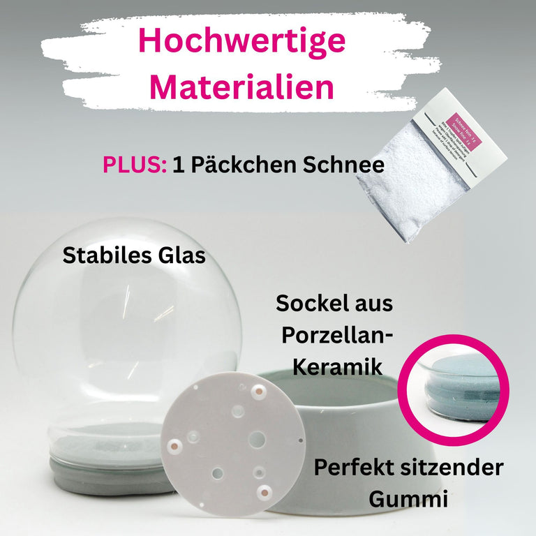 DIY-Komplett-Bastelset für Glas-Schneekugel 150x200mm mit Schnee, Glitzer, Wasserklar & Kleber